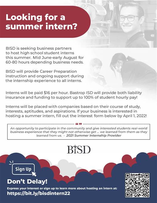 Summer Internship 2022 Flyer